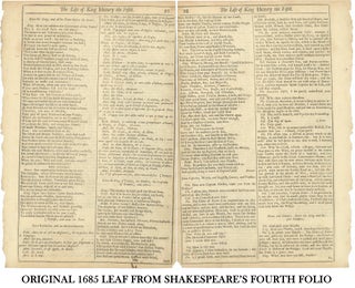 Item #311058 King Henry Fifth Original Leaf from Fourth Folio, 1685. William Shakespeare