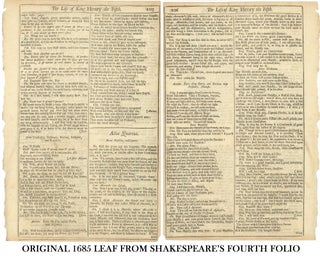 Item #311062 The Life of King Henry Fifth Original Leaf from Fourth Folio, 1685. William Shakespeare