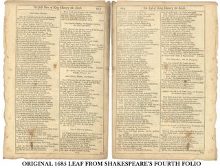 Item #311065 The First Part of King Henry the Sixth Original Leaf from Fourth Folio, 1685....